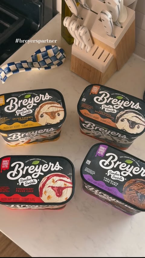 Instagram post by @jordanloufas for Breyers. Caption reads: [...] the link in my bio to shop the flavors!....