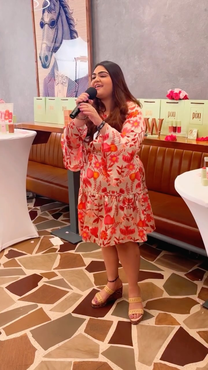 Instagram post by @mallikamehtamusic for Pixi Beauty. Caption reads: A little sparkle, a little song, and a lot of Pixi....