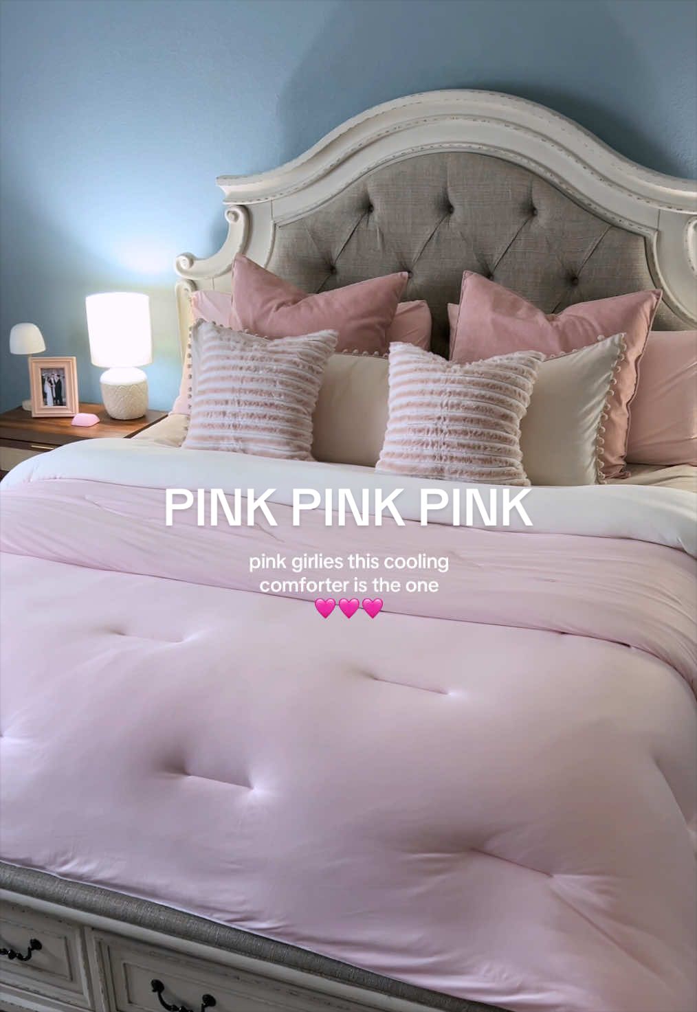 TikTok post by @lauryn.wildflower for Mellow Sleep. Caption reads: [...] #blushpink #coolingblanket #mellowsleep....