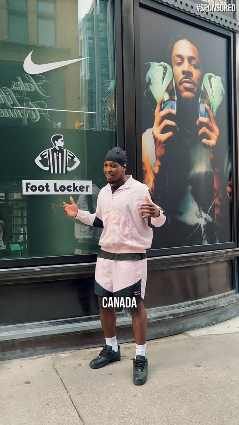 Instagram post by @sk_ondat for Foot Locker. Caption reads: [...] the new Nike JA 4 with @niketoronto &....