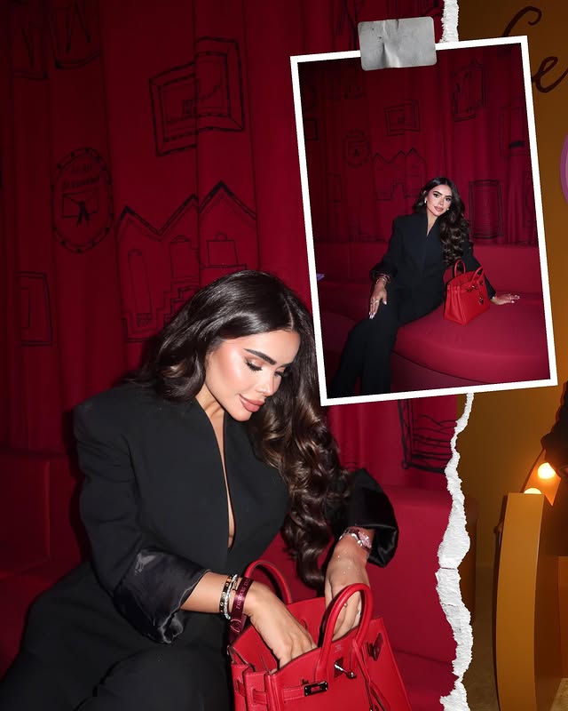 Instagram post by @joudadi for Hermès. Caption reads: #faubourgexpress night with @hermes 🍊.