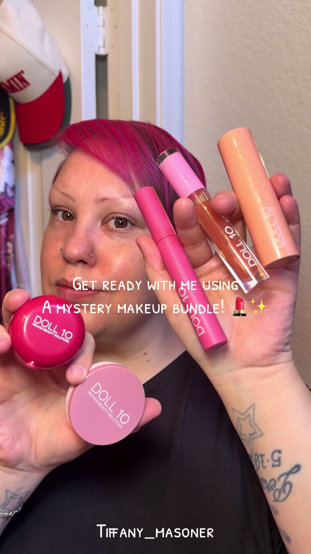 TikTok post by @tiffany_masoner for Doll 10 Beauty. Caption reads: Get ready with me using the @Doll 10 Beauty....