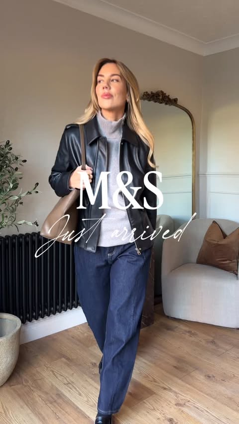 Instagram post by an influencer for Marks & Spencer. Caption reads: Four outfits I’m loving right now ❄️ Marks and....