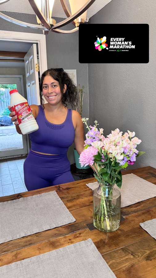 Instagram post by @thenuevalatina for Hiland Dairy. Caption reads: BIG NEWS: I’m officially training for my....