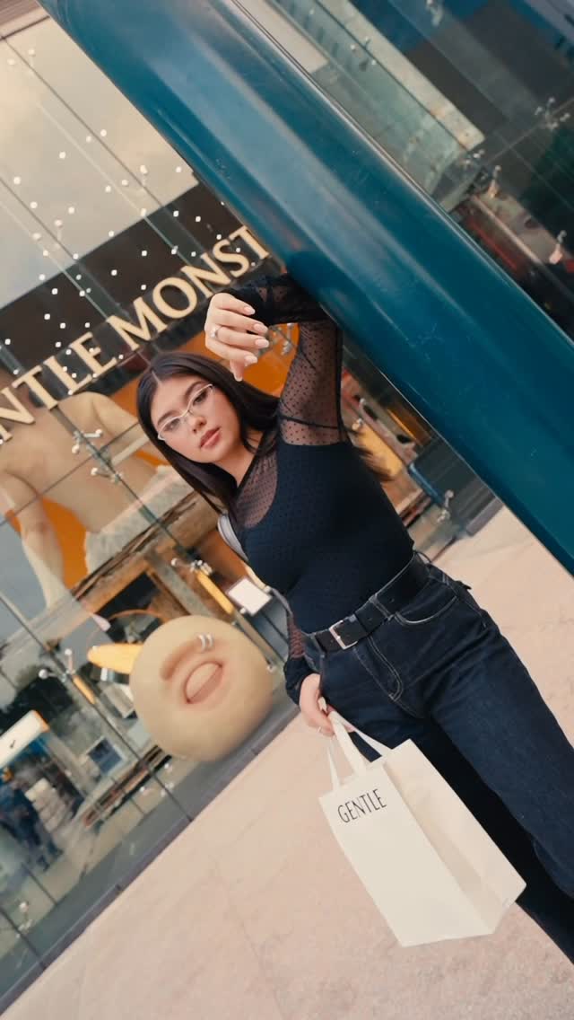 Instagram post by @ckdeleon_ for GENTLE MONSTER. Caption reads: Slimmed silhouettes, bold energy. 

Explore the....