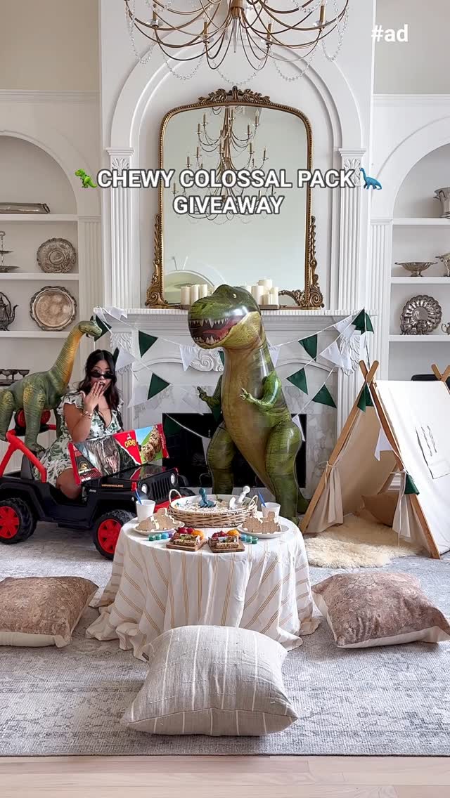 Instagram post by @joyfullygreenhome for Quaker Oats. Caption reads: 🦖Chewy Colossal Pack Giveaway🦖 
#AD Get ready....