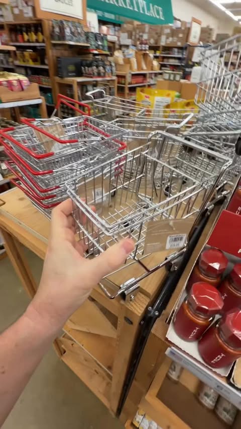 Instagram post by @masteringmayhem for World Market. Caption reads: Mini Basket Or Cart Or Both? @worldmarket ....