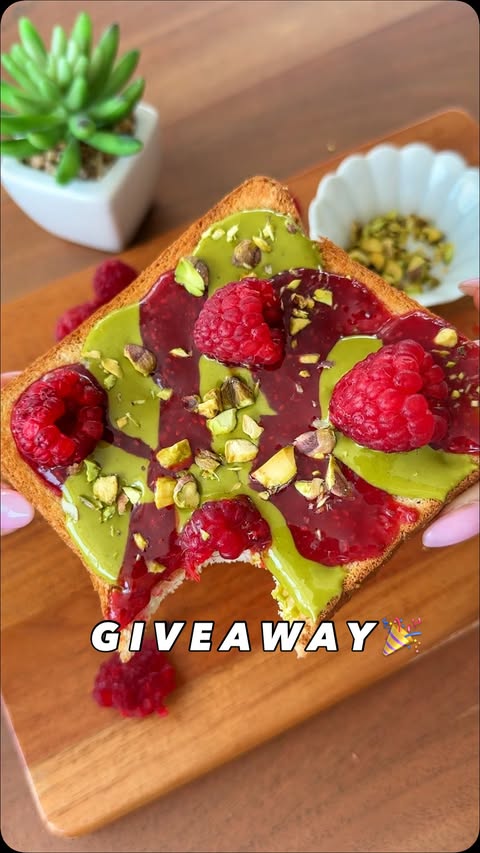 Instagram post by @eatingwithkirby for Panasonic North America. Caption reads: [giveaway closed] No joke, my raspberry pistachio....