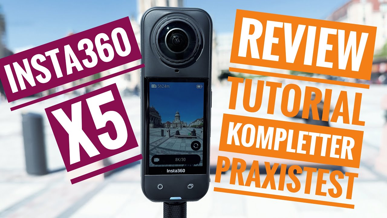 YouTube post by @BlackstageDrohnenTipps for Audiio. Caption reads: Insta360 X5 - Review, Tutorial, kompletter....
