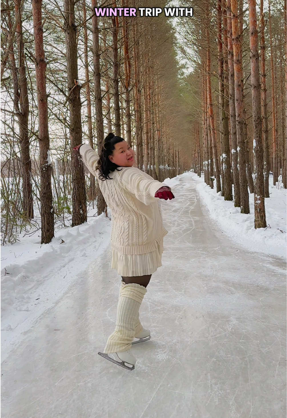 TikTok post by @lainedubin for Nuuly. Caption reads: [...] skating, and staying warm in these @nuuly....