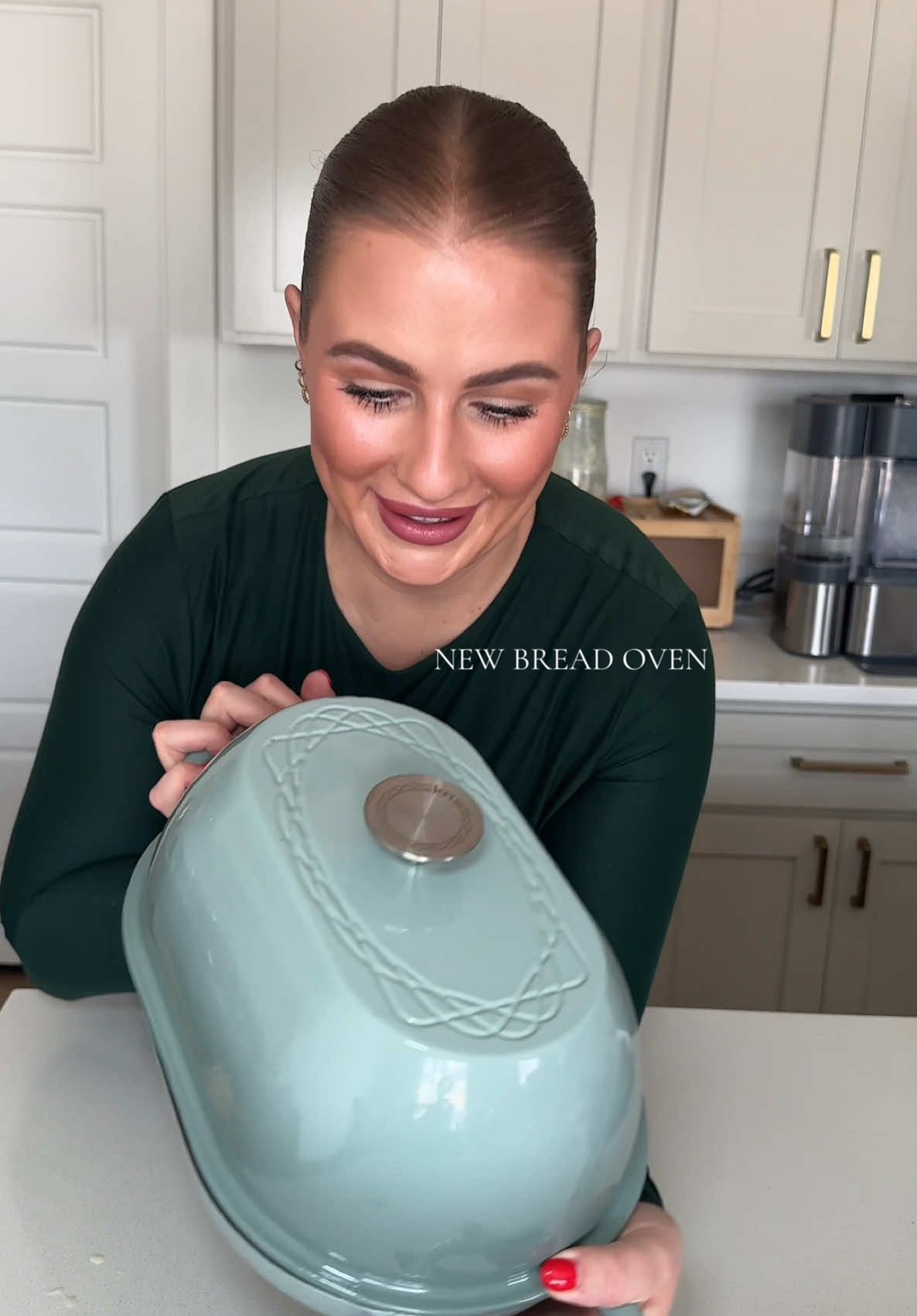 TikTok post by @lisateuscher_ for Krustic. Caption reads: New Dutch oven lore🤍 #dutchoven #sourdoughbread....