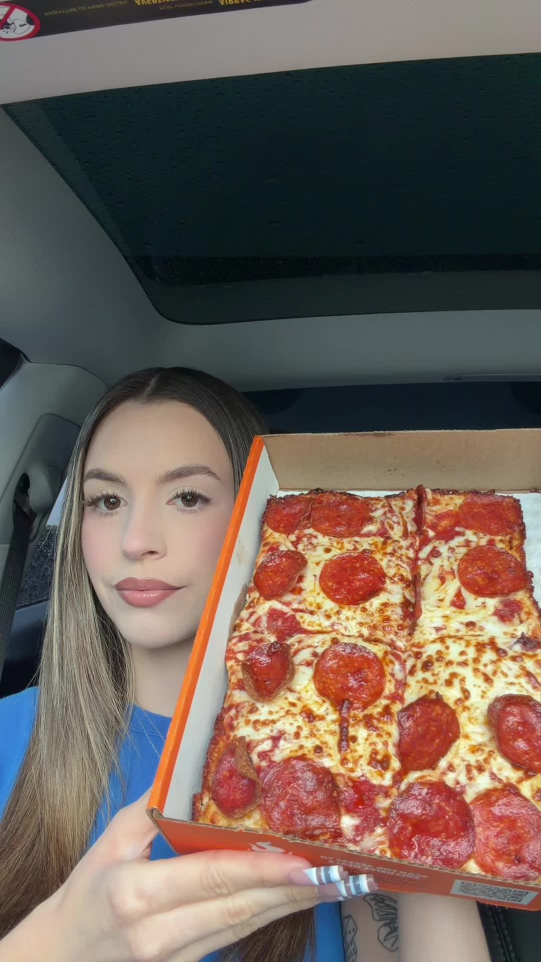 TikTok post by @letieats for Little Caesars. Caption reads: Little Caesars Pizza Mukbang 🍕 @Little Caesars....