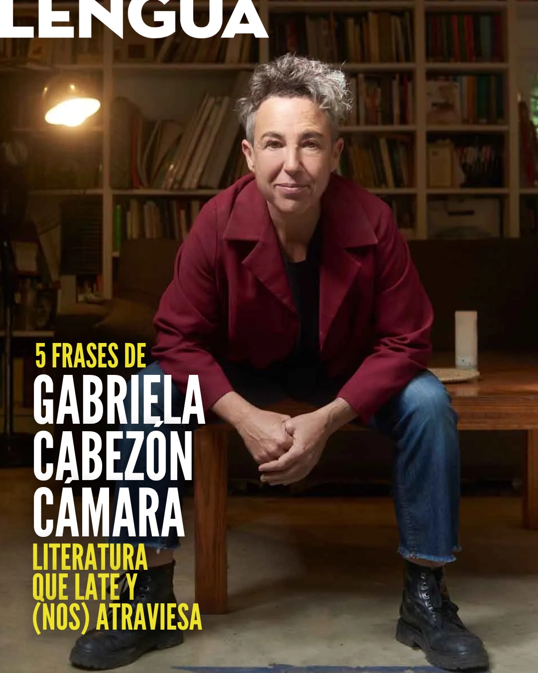 Instagram post by @revistalengua for Random House Group. Caption reads: 🌿 Gabriela Cabezón Cámara por Aura García-Junco:....