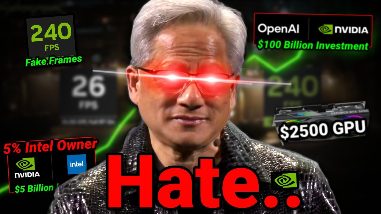 YouTube post by @vextakes for NVIDIA. Caption reads: “Gaming” GPUs are 100% Cooked.