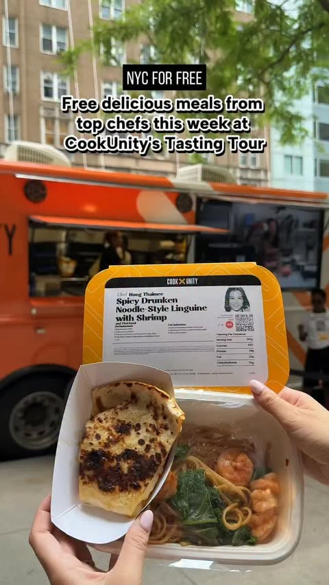 Instagram post by @nyc_forfree for CookUnity. Caption reads: [...] meals from top chefs this week at....