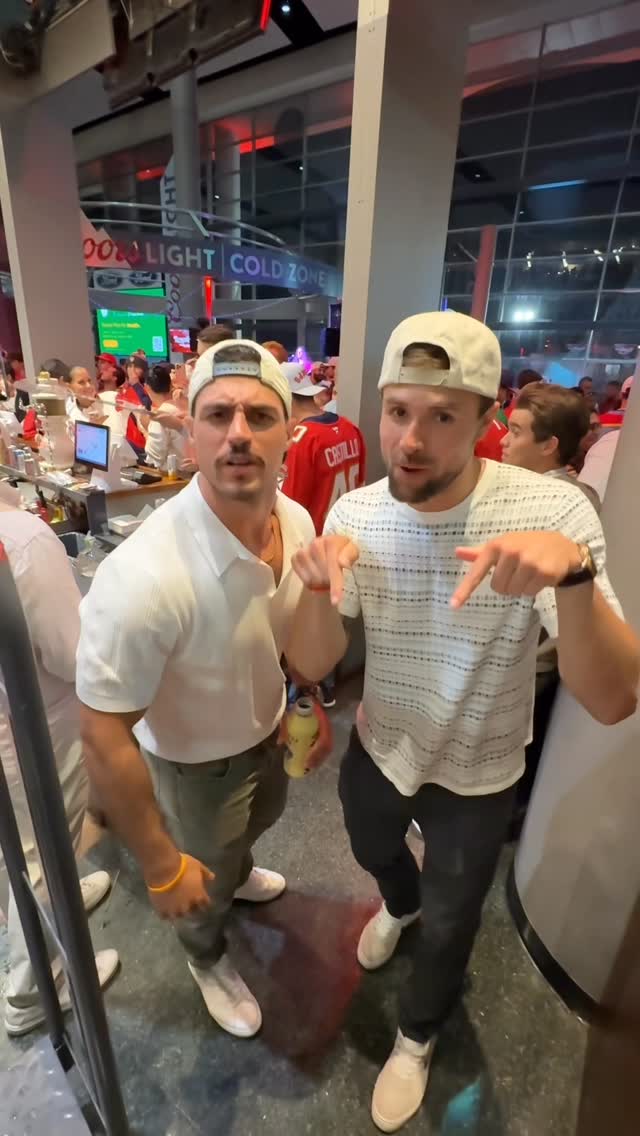 Instagram post by @the.hockeyguys for Perry Ellis. Caption reads: Always a party in South Florida @perryellis.