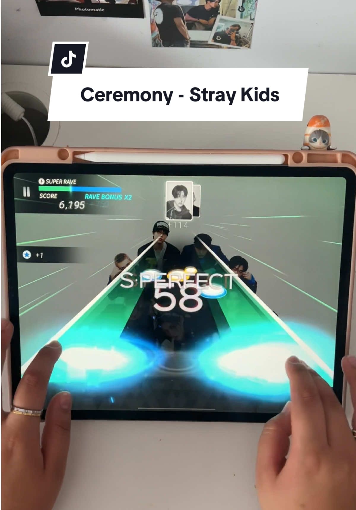 TikTok post by @im.imii for Stray Kids. Caption reads: [...] laughing at the “hip hip hooray” 😂😭 @Stray....