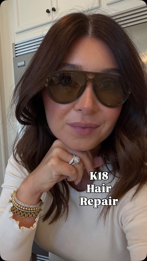 Instagram post by @shelbstales for K18 Hair. Caption reads: [...] changes lately! thankfully @k18hair makes....