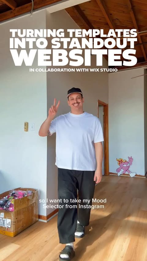 Instagram post by @adam_theillustrator for Wix Studio. Caption reads: With tons of website design templates to choose....