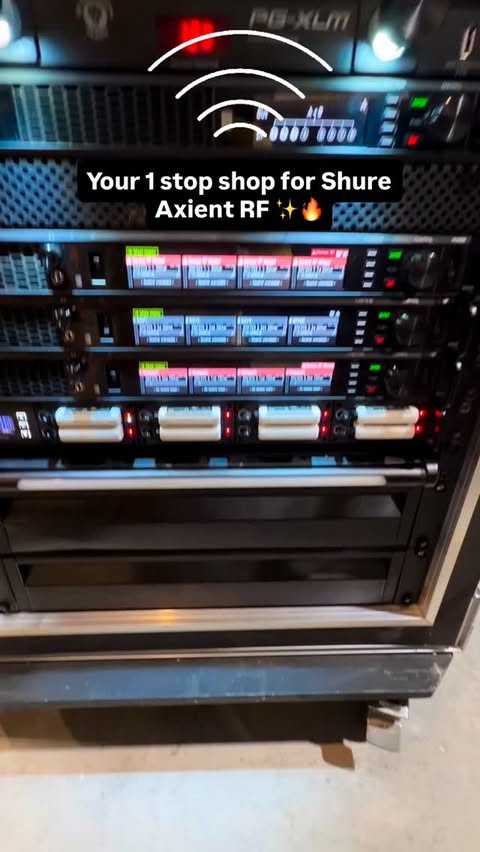 Instagram post by @santosom.pt for Shure. Caption reads: Your one stop shop for Shure Axient Digital. Our....