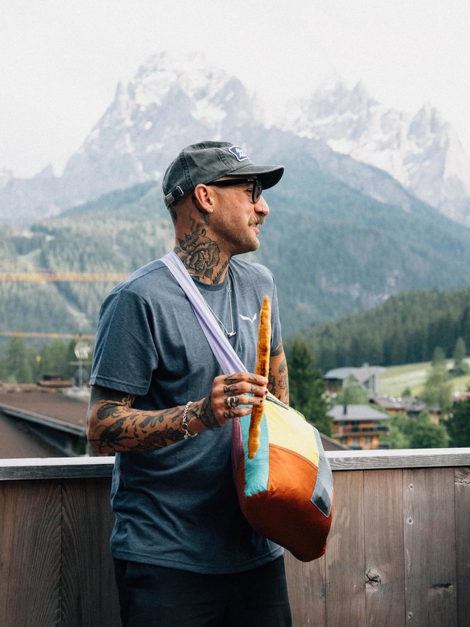 Instagram post by @mikey_kratzer_ for SALEWA. Caption reads: [...] witness the birth of something new:....