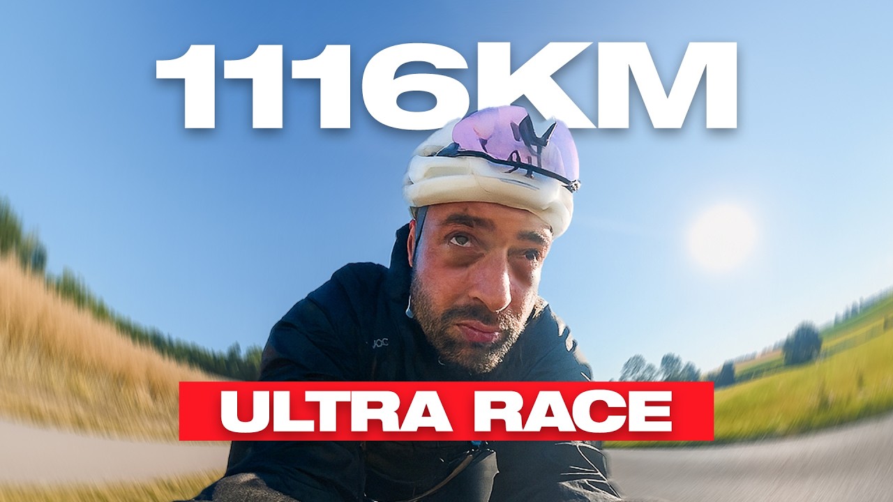 YouTube post by @sasamujagic for komoot. Caption reads: This 1116km race broke me... (RACE ACROSS GERMANY).