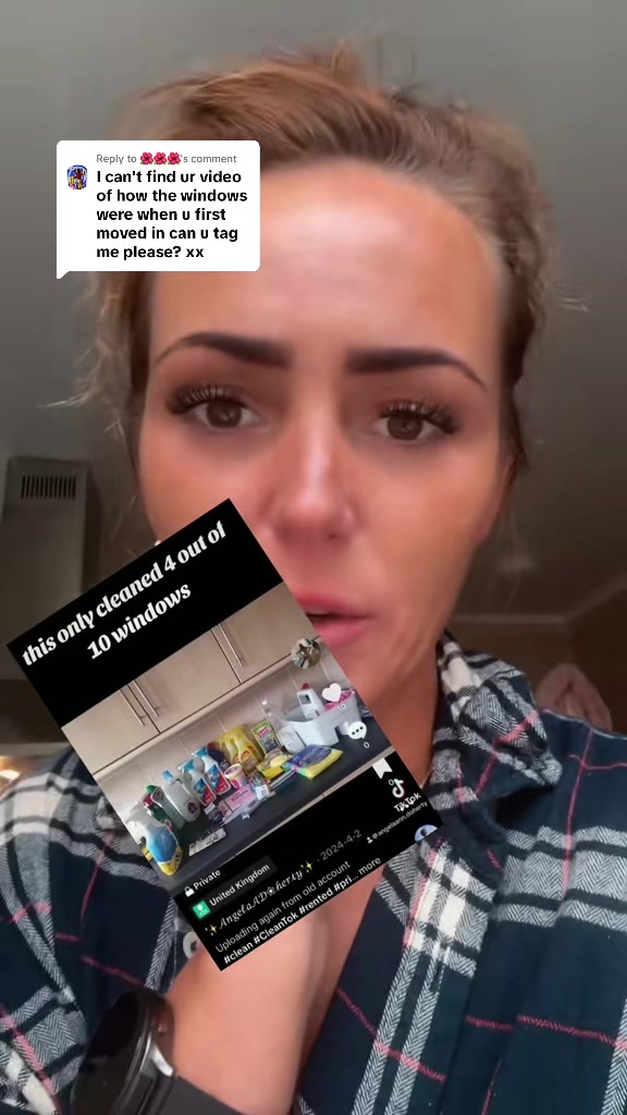 TikTok post by @angelaanndoherty1 for Genie Clean. Caption reads: [...] much this product cleaned my windows @Genie....