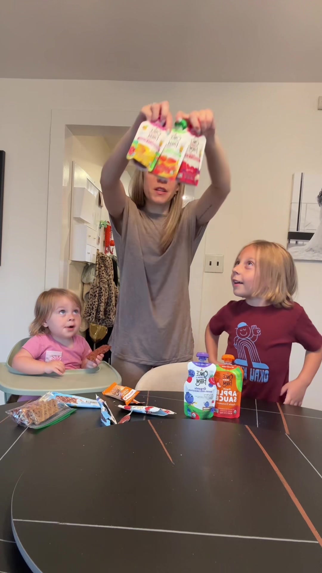 TikTok post by @marissaandrea1 for Once Upon a Farm. Caption reads: [...] first #snackreview #ofarmpartner @Once Upon....