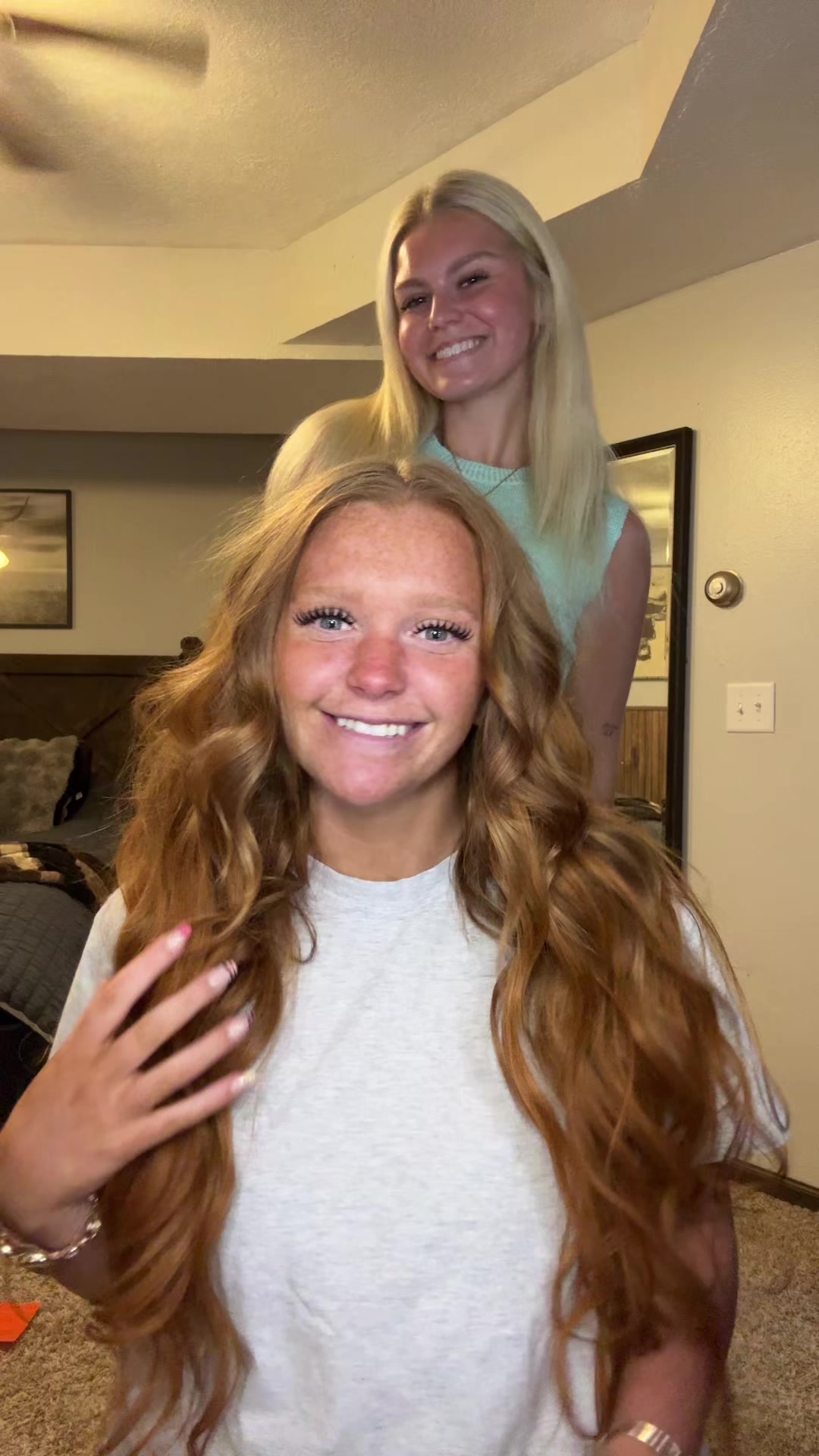 TikTok post by @.bryleiclausen for Goo Goo Hair. Caption reads: [...] yockey #dooreshairextensions....