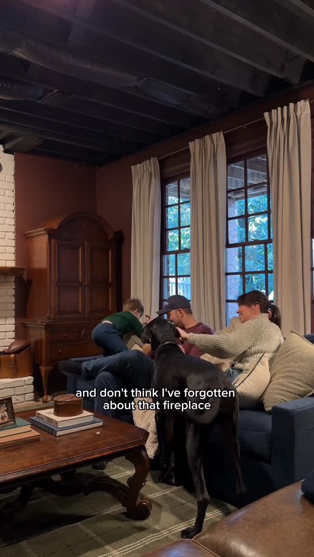 Instagram post by @prettyinthepines for Lovesac. Caption reads: A long overdue basement makeover with the holidays....