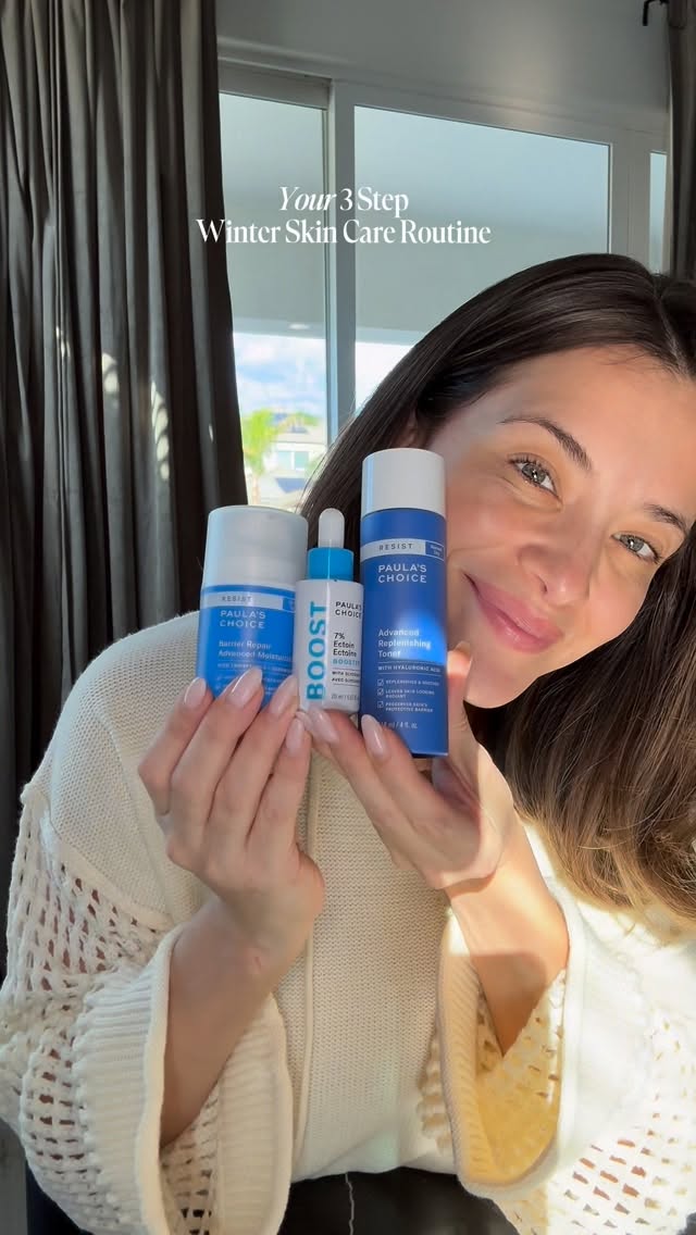 Instagram post by @sammiabush for Paulas Choice. Caption reads: Winter Skin Savior Kit ❄️ @paulaschoice  #ad....