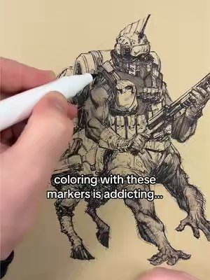 TikTok post by @ncdyerart for Ohuhu. Caption reads: Finally got my hands on some @Ohuhuart markers,....