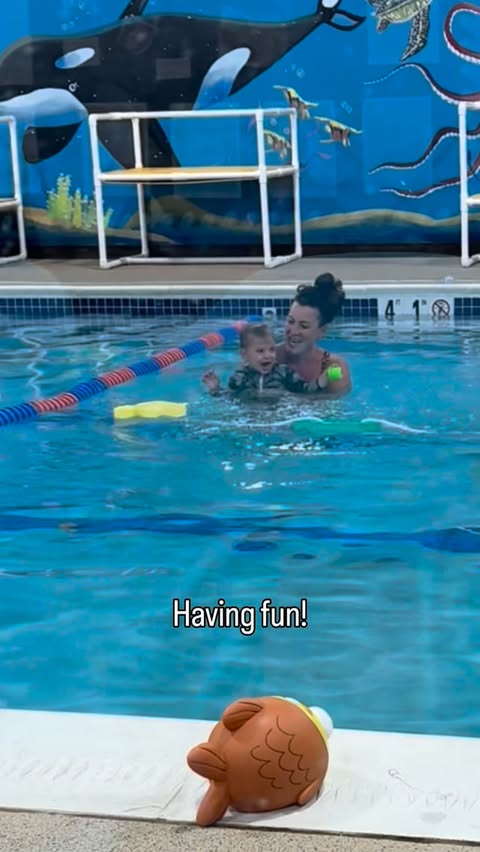 Instagram post by @christiholmes for Goldfish Swim School. Caption reads: [...] #goldfishpartner #goldfishswimschool....