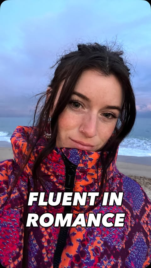 Instagram post by @sasscarella for Lingoda. Caption reads: [...] THREE ROMANTIC LANGUAGES 💋💋💋WITH....