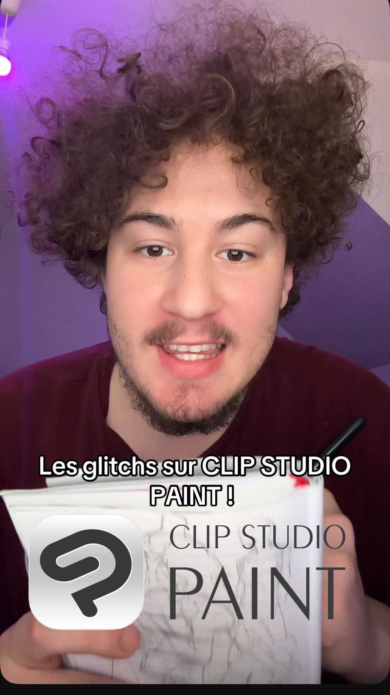 Instagram post by @milka_drxwing for Clip Studio Paint. Caption reads: 🇫🇷
@clipstudioofficial 
Dans cette vidéo, je....