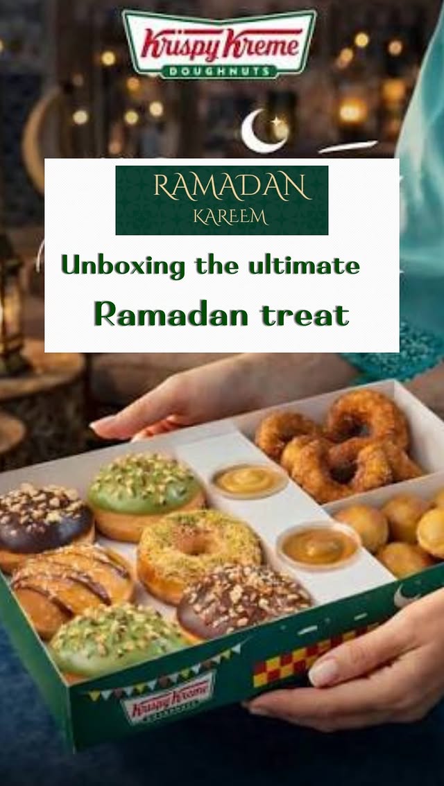 Instagram post by @amberimtiaz88 for Krispy Kreme Doughnuts. Caption reads: @krispykremeuae Kreme has introduced a Ramadan....