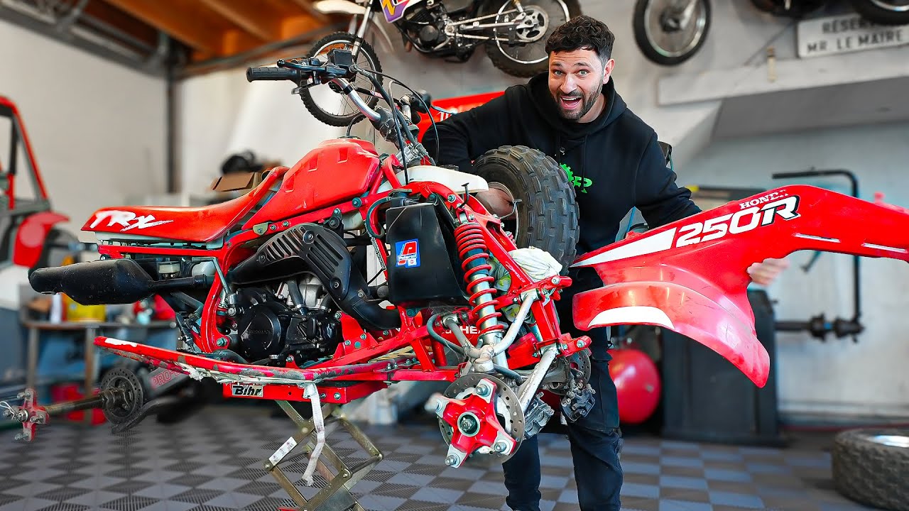 YouTube post by @tcqr for Emma. Caption reads: WE'RE REBOOTING THE "BANSHEE KILLER"! HONDA 250....