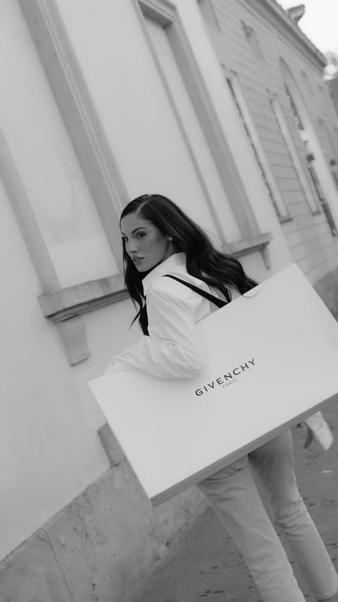 Instagram post by @giuliadelellis103 for Givenchy Beauty. Caption reads: [...] a Le Rouge Satin Silk N17 moment....