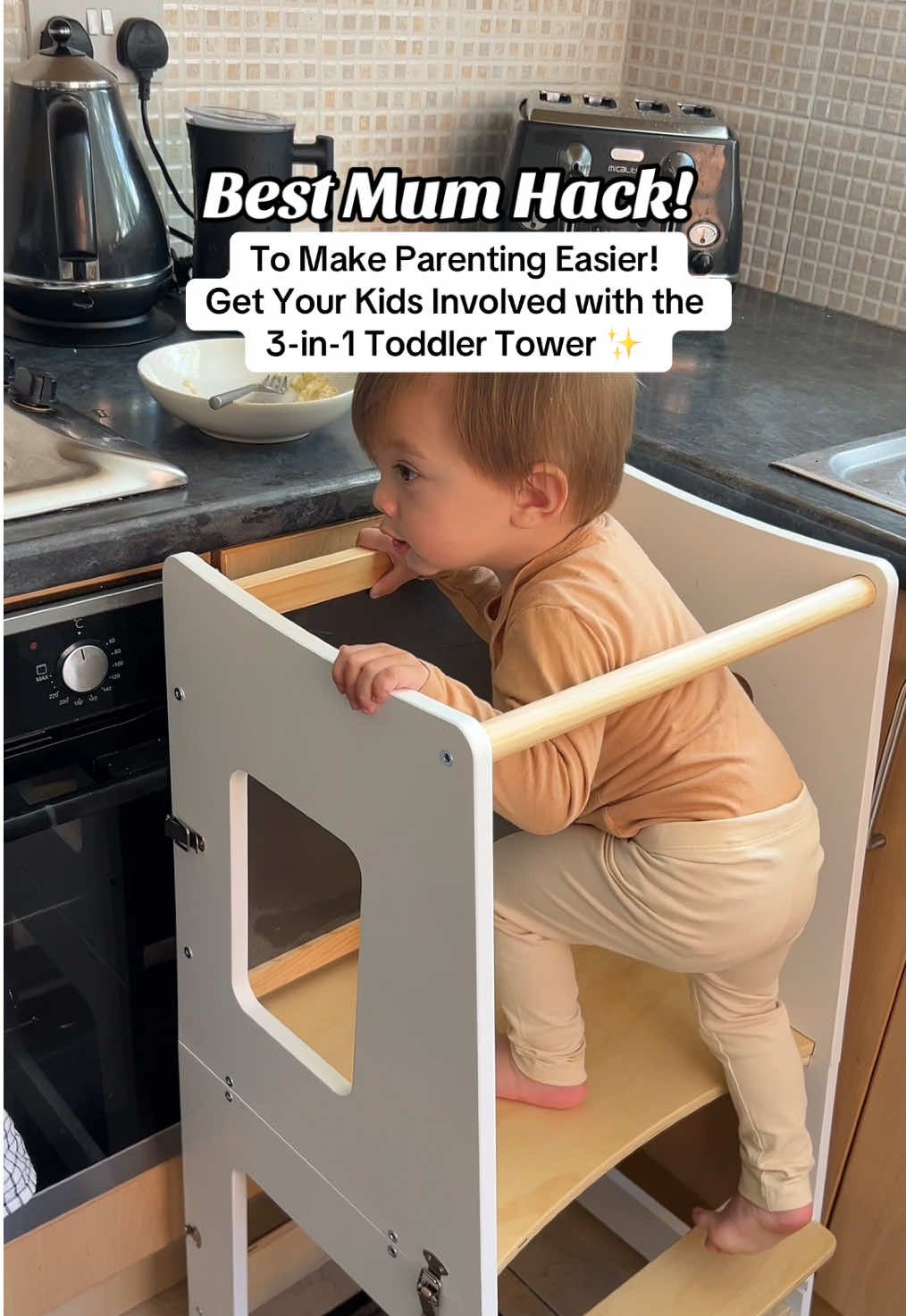 TikTok post by @theleggofamily for Keplin. Caption reads: [...] Involved with the 3-in-1 Toddler Tower....