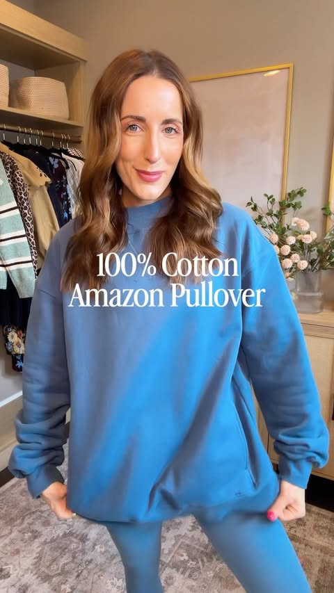 Instagram post by @whatgracebought_ for Amazon Influencer Program. Caption reads: Amazon did NOT need to make a sweatshirt this....