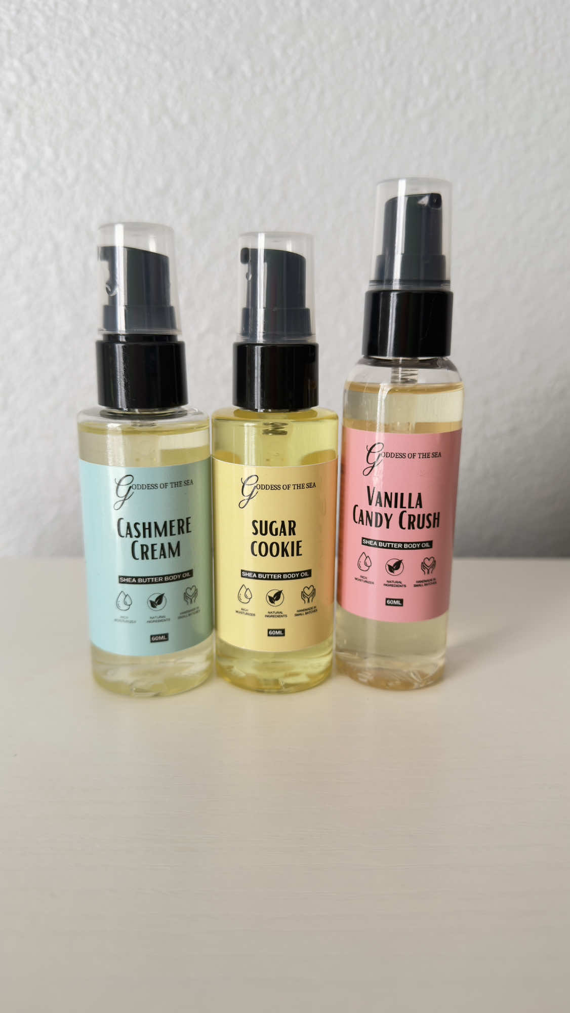 TikTok post by @princessthickforeigner for Goddess of the Sea Beauty Bar. Caption reads: I absolutely love these Shea Butter Body Oils....