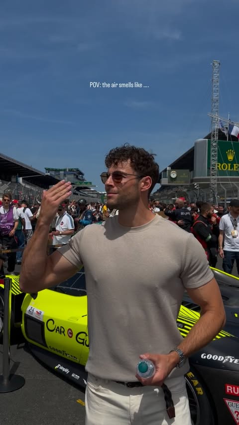 Instagram post by @dennisboeer for GUESS. Caption reads: [...] blast! What an event! 🏁 Thank you @guess....