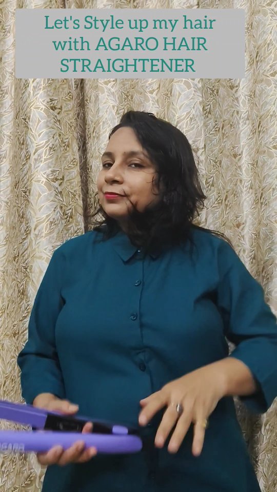 Instagram post by @gorgeous_geet05 for AGARO Lifestyle. Caption reads: AGARO HAIR STRAIGHTENER to straighten your hair at....