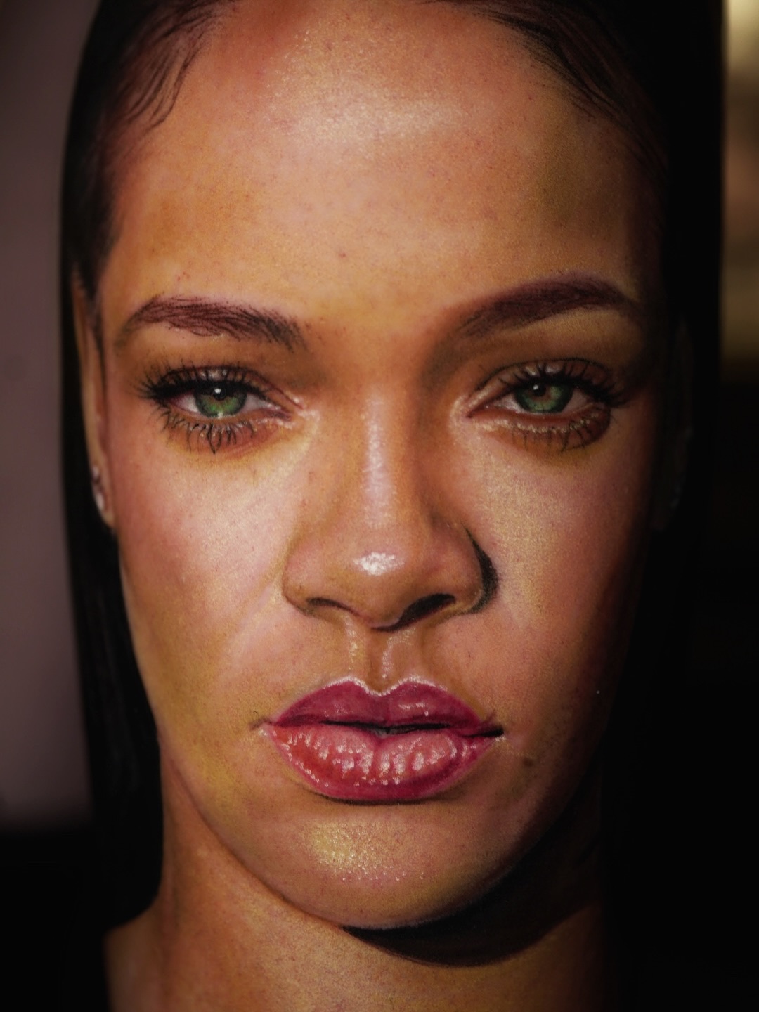 Instagram post by @jeanmaureztattoo for Fkirons. Caption reads: Close up on portraying the iconic @badgalriri....