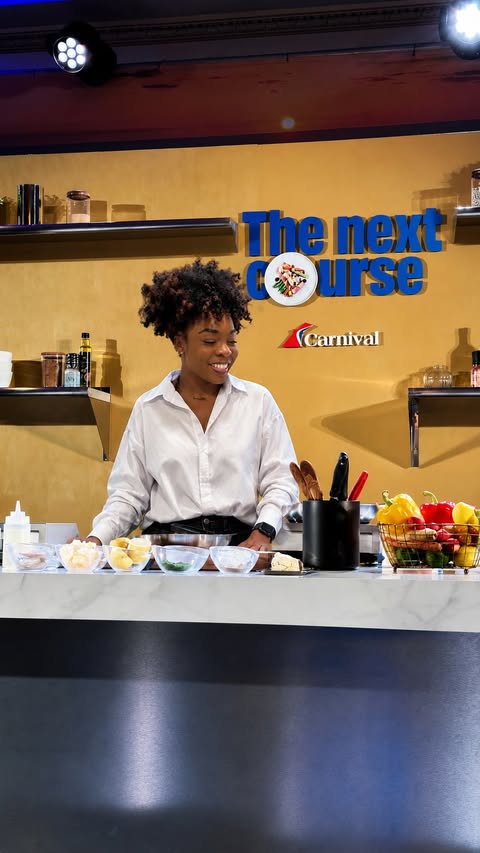 Instagram post by @tamlovestoeat for Carnival Cruise Line. Caption reads: [...] 2027 debut. Over two days with Carnival....