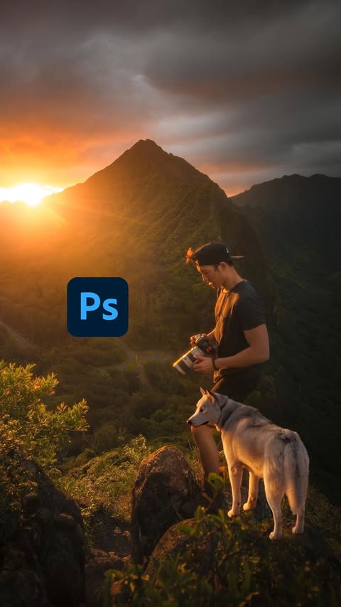 Instagram post by @_alexqian for Adobe Photoshop. Caption reads: [...] mobile is my new favorite tool 🪄✨....