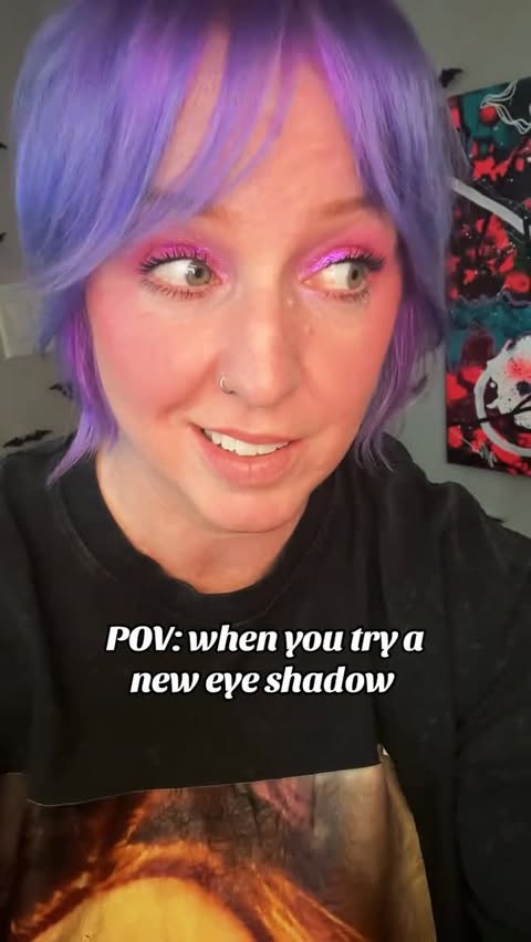 Instagram post by @therealbiestmode for Adriana Nichole Cosmetics. Caption reads: Serving hot pink chaos today and honestly… I love....