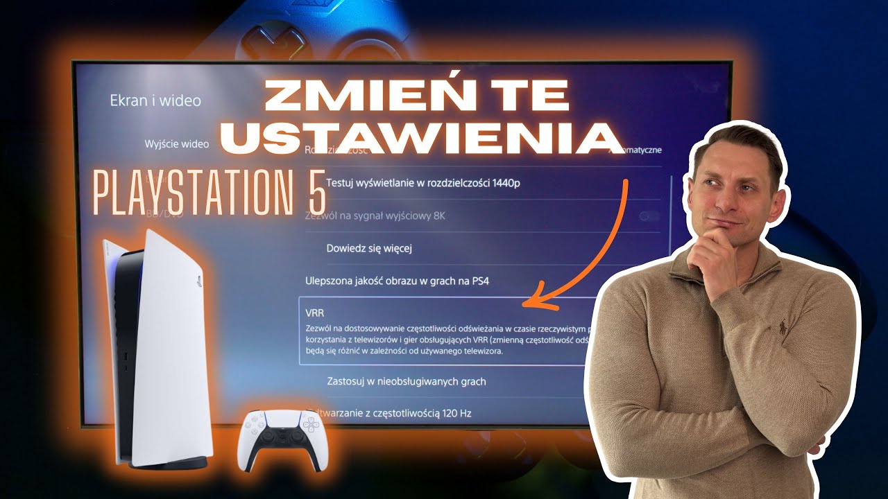 YouTube post by @WybierzTV for Media Expert. Caption reads: Best PS5 PRO & PS5 Gaming Settings! Perfect HDR,....