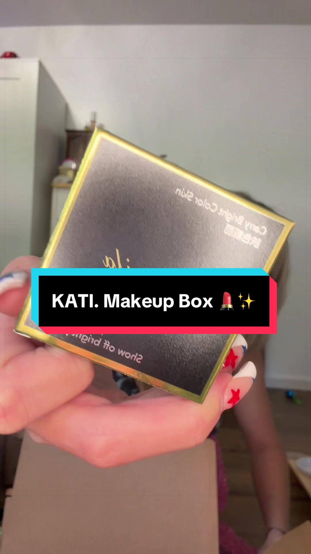 TikTok post by @addison.raines for Kati Beauty NYC. Caption reads: [...] my makeup box sent to me from @Kati Beauty....