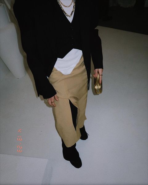 Instagram post by @ensurmeli for SHONA JOY. Caption reads: Tailored pant, blazer and vest suit @shonajoy....